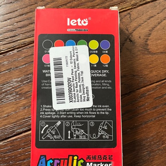 Acrylic Paint Markers Set NEW IN BOX 12 Colors Paint Pens Rock Painting Crafts - Picture 2 of 2
